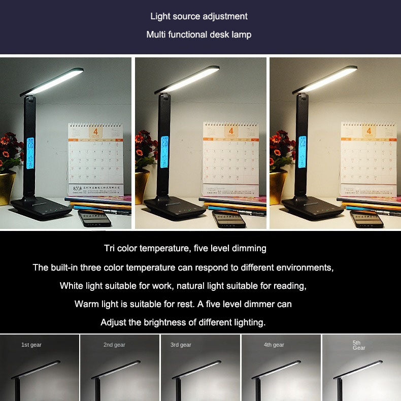 Folding Alarm Clock Desk Lamp