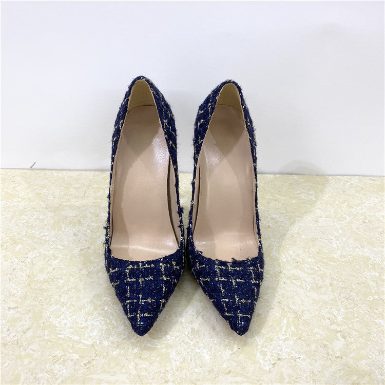 Woven Pointed Toe Stiletto High Heels