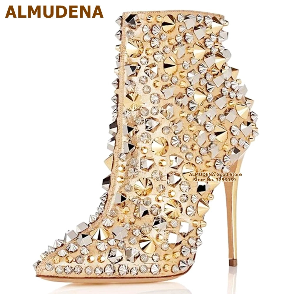 Studded Stiletto Ankle Boots
