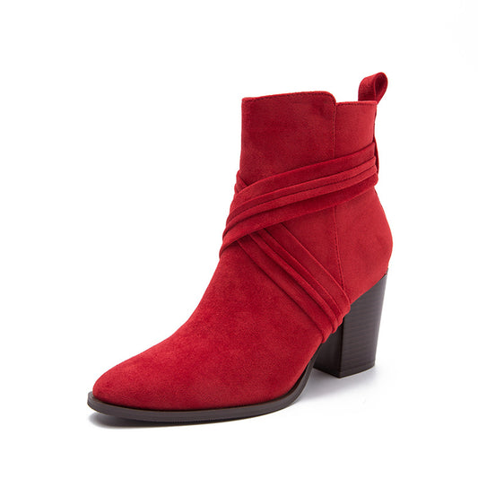 Square Heels Suede Martin Boots