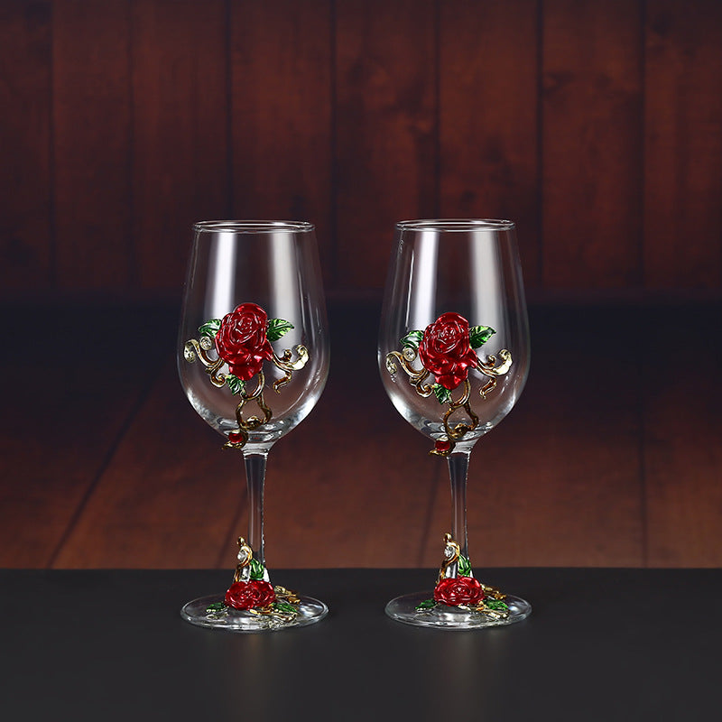 Enamel Crystal Glass Red Wine Glass Goblet Decanter