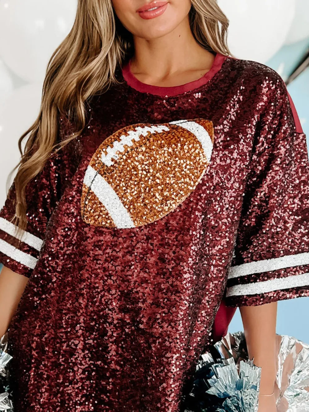 Sequin Football Half Sleeve Shirt Dress