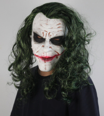Joker Mask Cosplay Latex Masks With Green Hair Wig