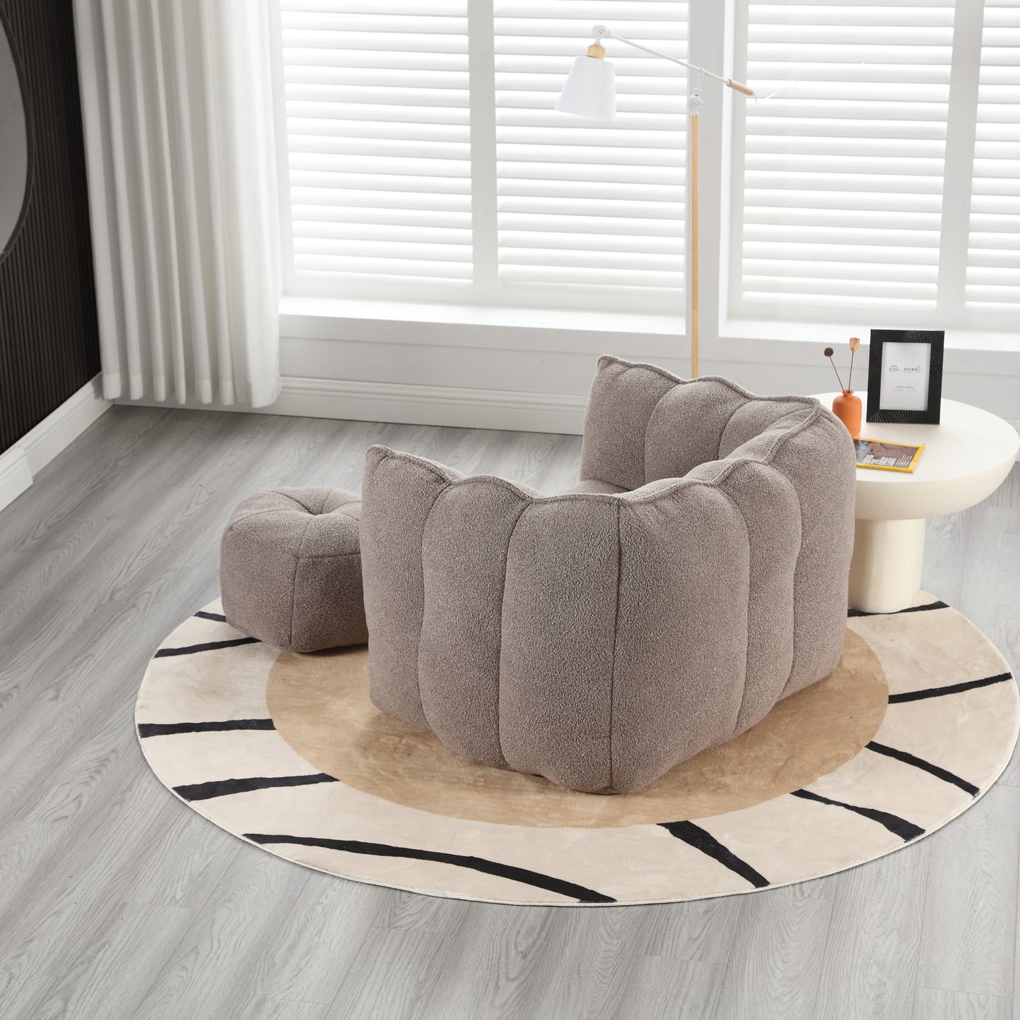 Soft Bean Bag Chair with Footstool - Coffee