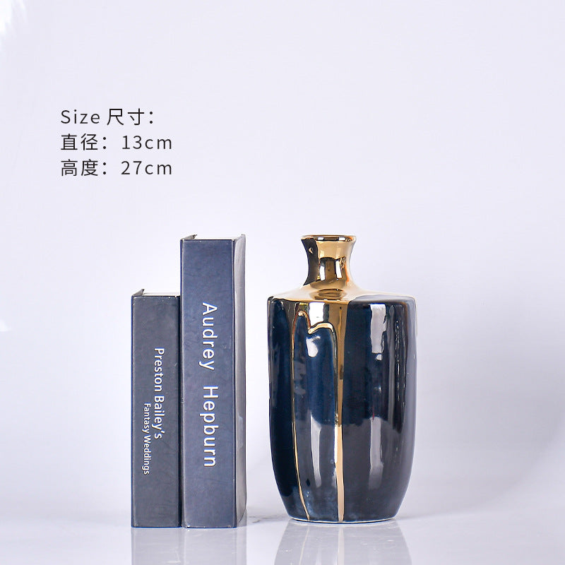 Creative Blue & Gold Modern Ceramic Vase