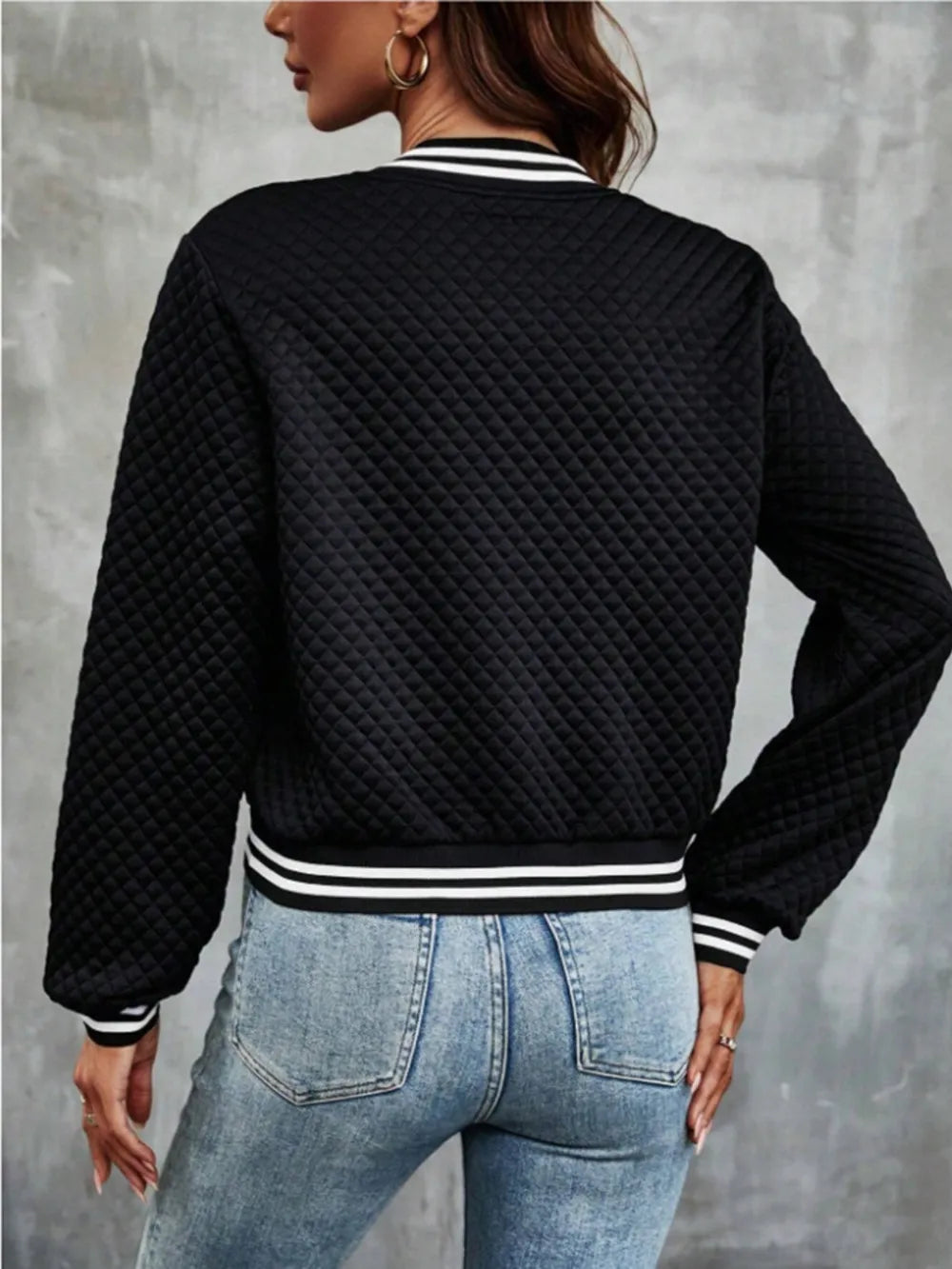 Striped Collar Bomber Jacket