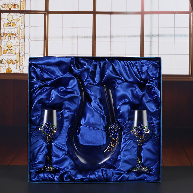 Enamel Crystal Glass Red Wine Glass Goblet Decanter