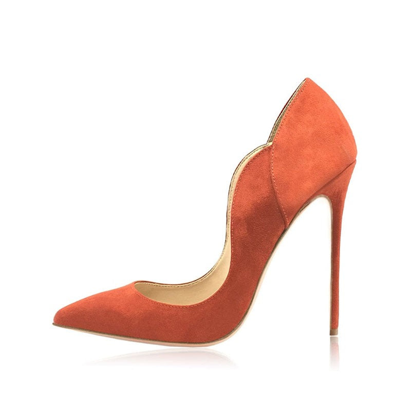 Suede Pointed Toe Shallow Mouth High Heels