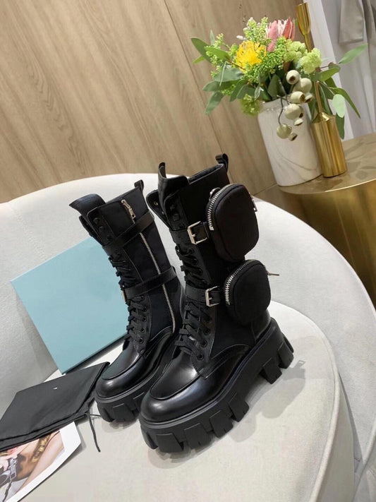 Leather Platform Bag Tactical Martin Boots