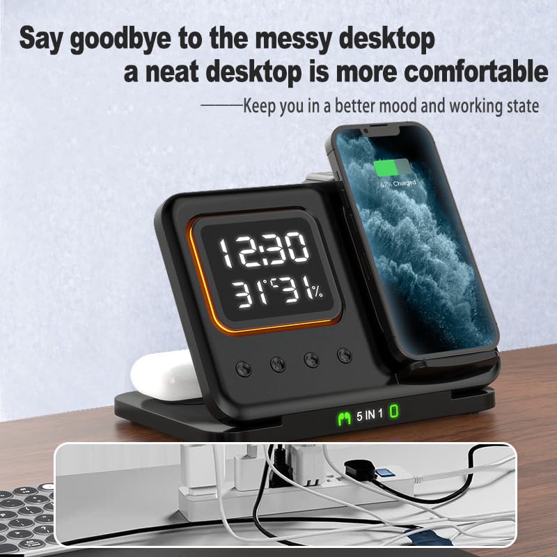 15w Fast Charging 5 in One Tabletop Wireless Charger