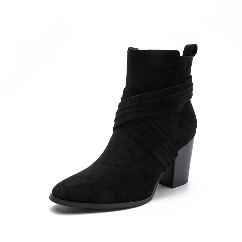 Square Heels Suede Martin Boots