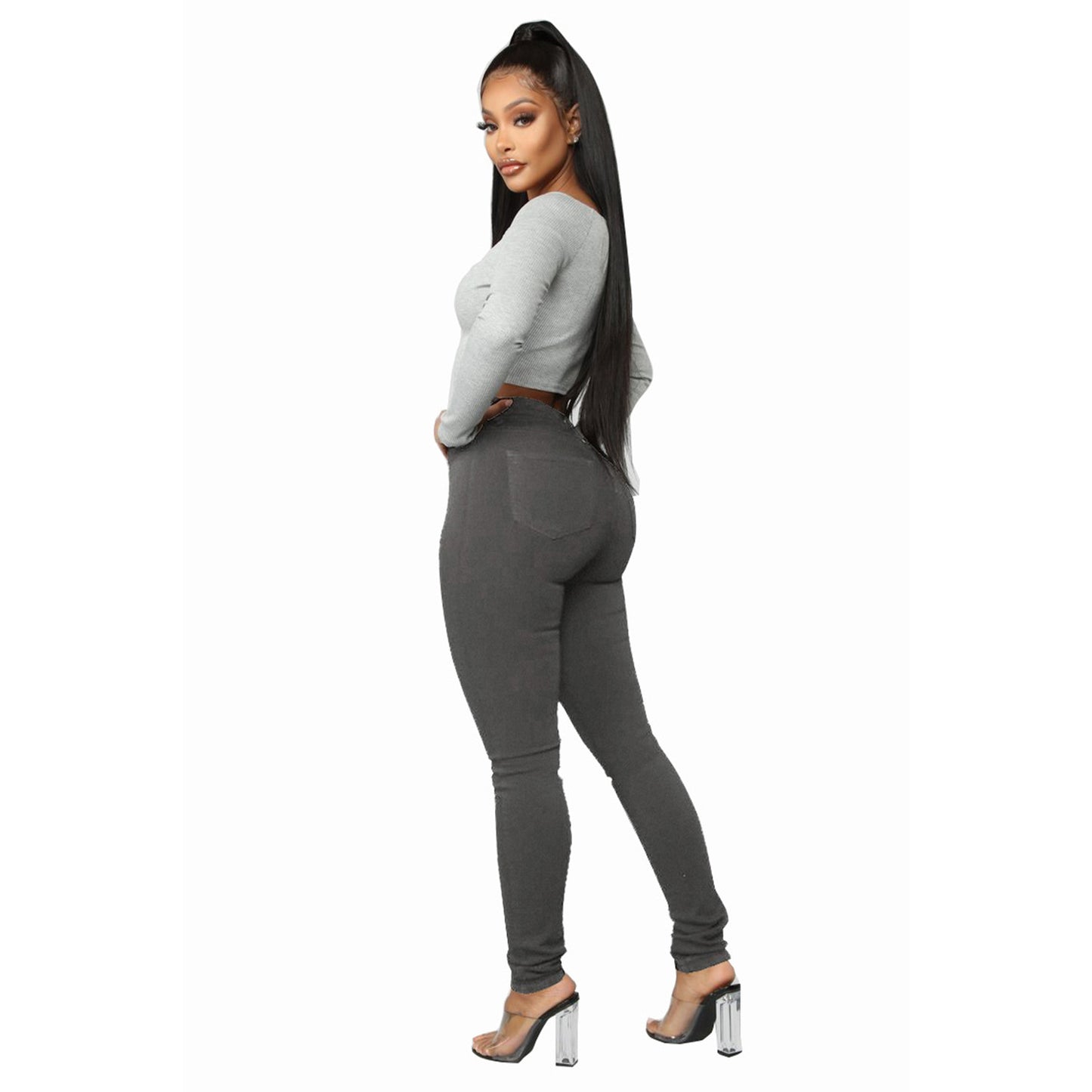 High Waist Hip Lift Skinny Stretch Jeans