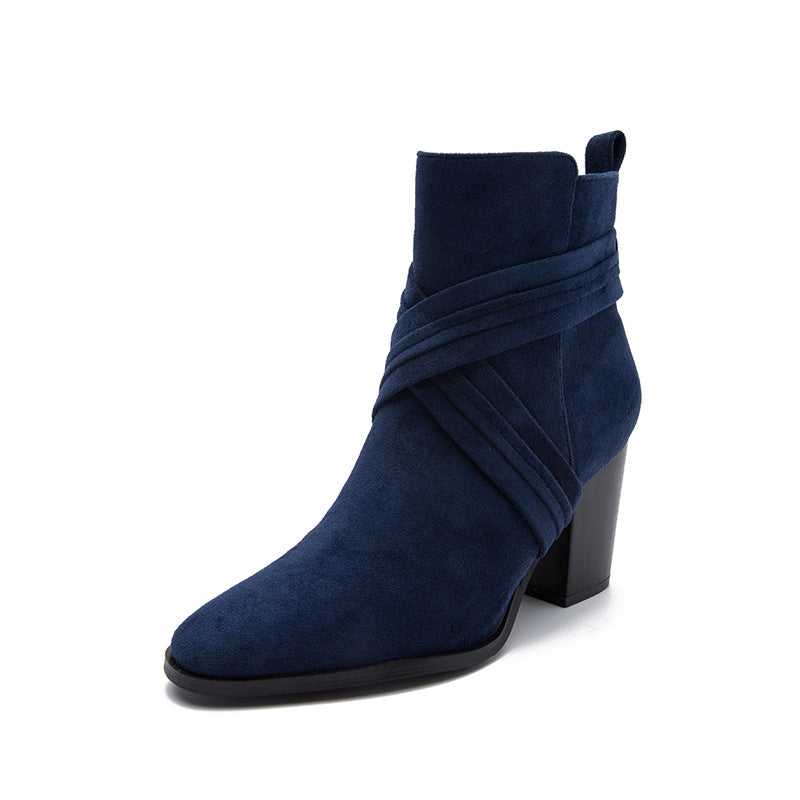 Square Heels Suede Martin Boots
