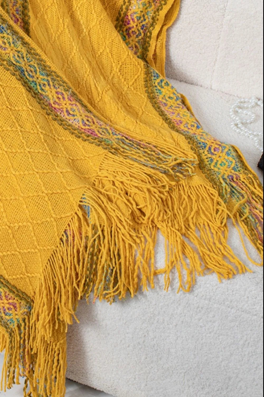Hooded Tassel Cloak Sweater Shawl