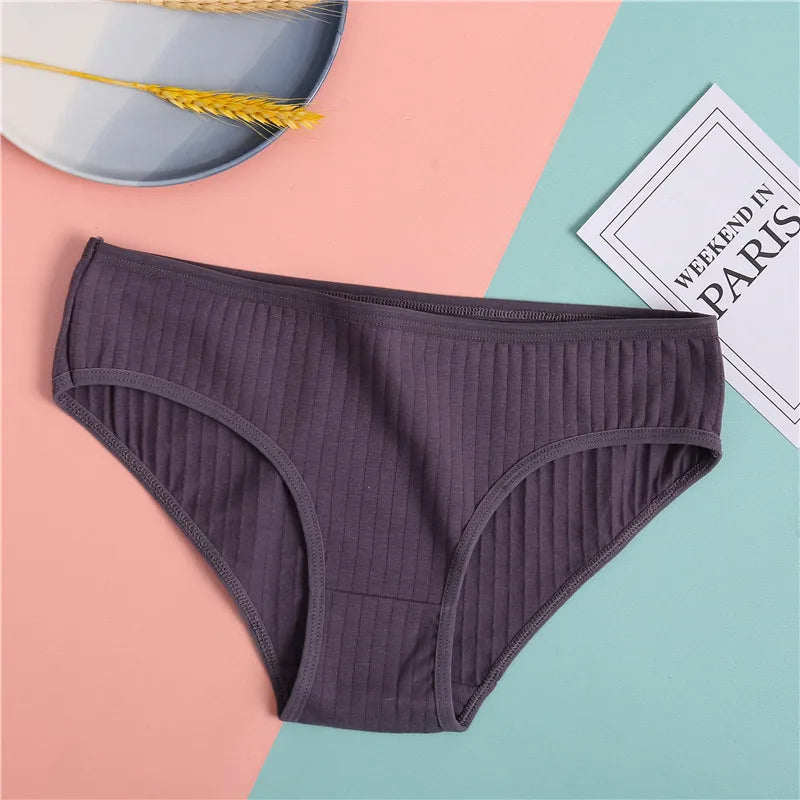 FINETOO Cotton Solid Color Panty 3PCS/Set
