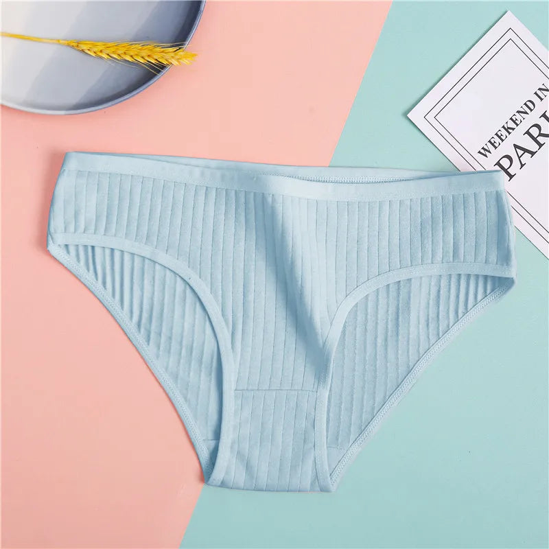 FINETOO Cotton Solid Color Panty 3PCS/Set