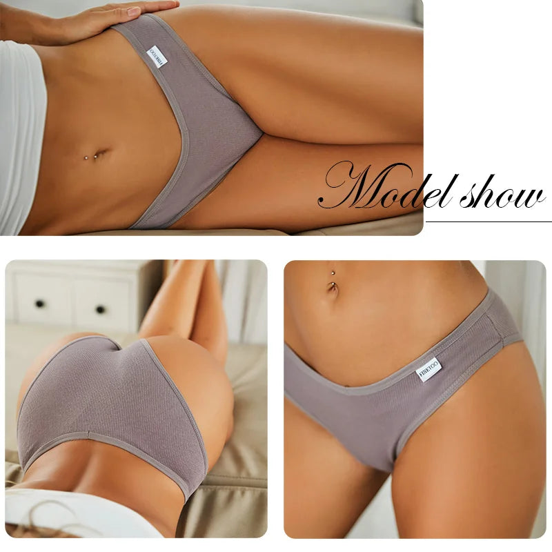FINETOO Cotton Solid Color Panty 3PCS/Set