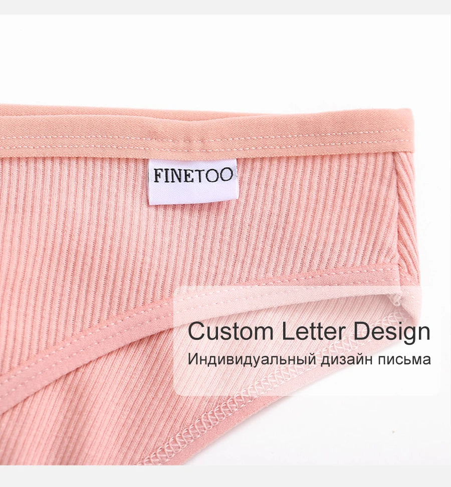 FINETOO Cotton Solid Color Panty 3PCS/Set