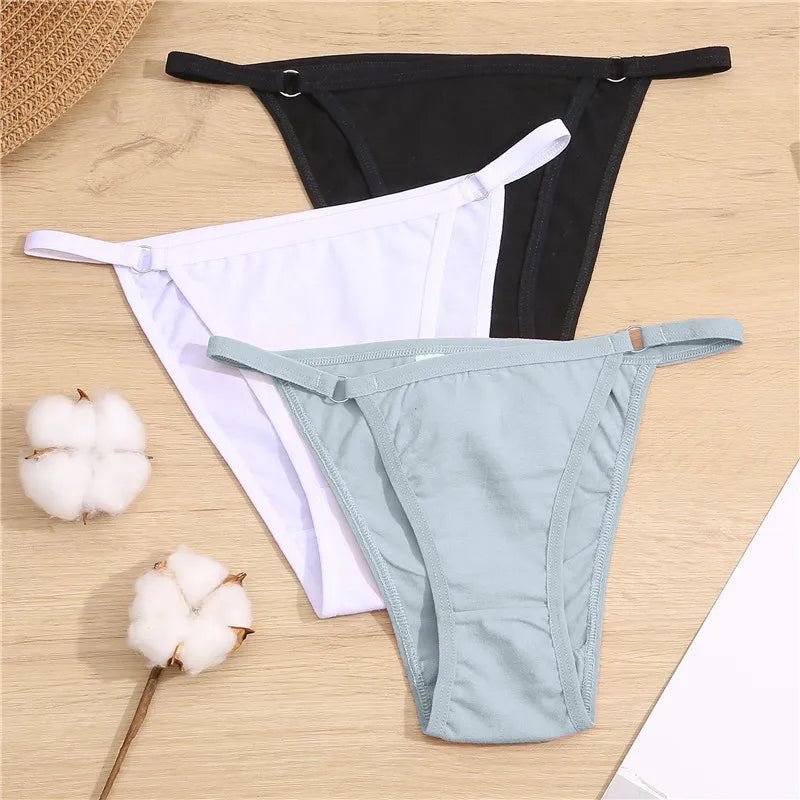 FINETOO Low Waist Cotton Briefs Panties - 3Pcs