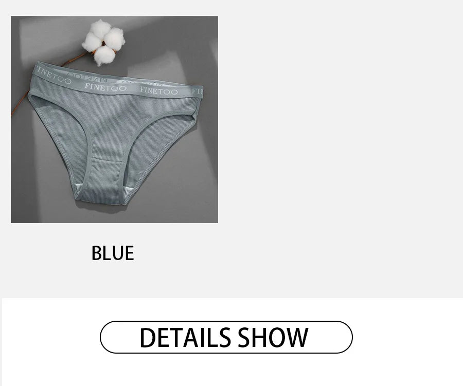 FINETOO Cotton Solid Color Panty 3PCS/Set