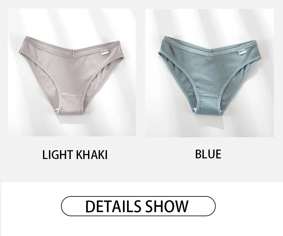FINETOO Cotton Solid Color Panty 3PCS/Set