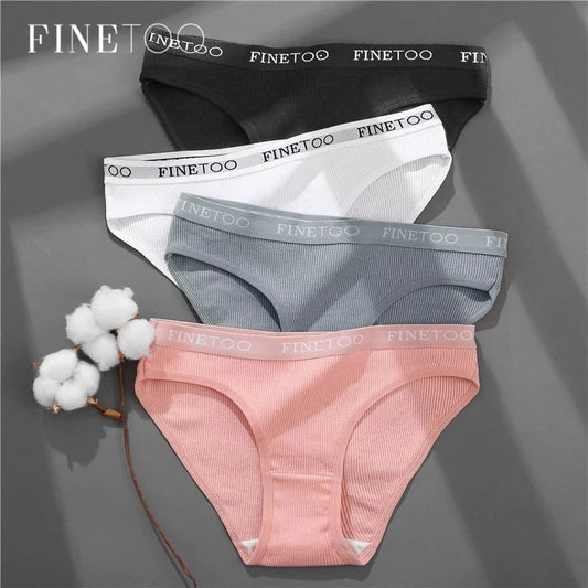 FINETOO Cotton Solid Color Panty 3PCS/Set