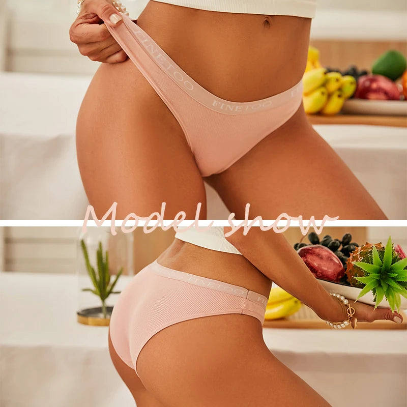 FINETOO Cotton Solid Color Panty 3PCS/Set