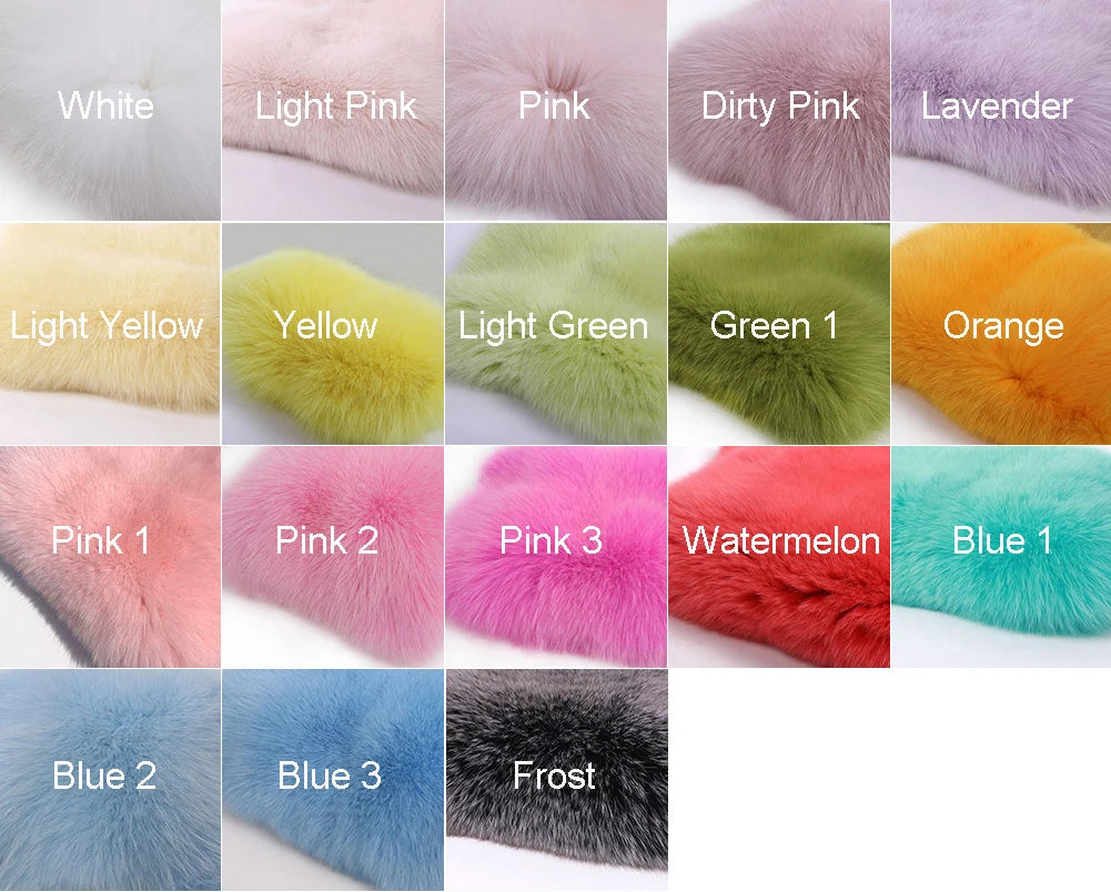 Natural Real Fox Fur Short Coat with Collar