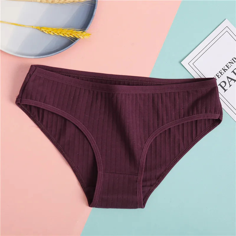 FINETOO Cotton Solid Color Panty 3PCS/Set