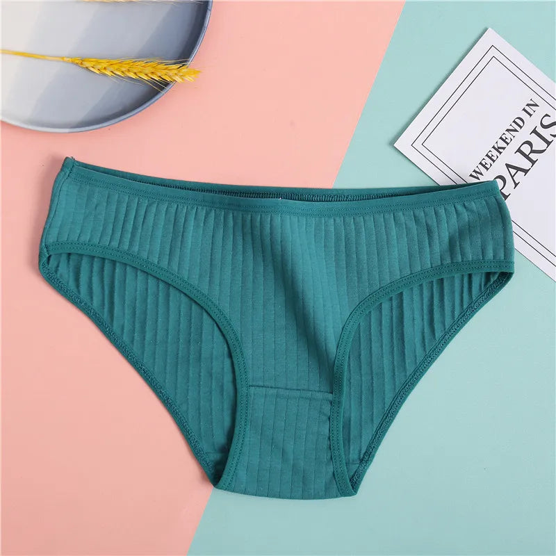 FINETOO Cotton Solid Color Panty 3PCS/Set