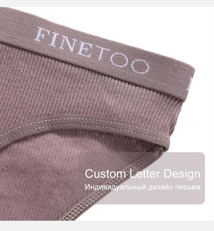 FINETOO Cotton Solid Color Panty 3PCS/Set