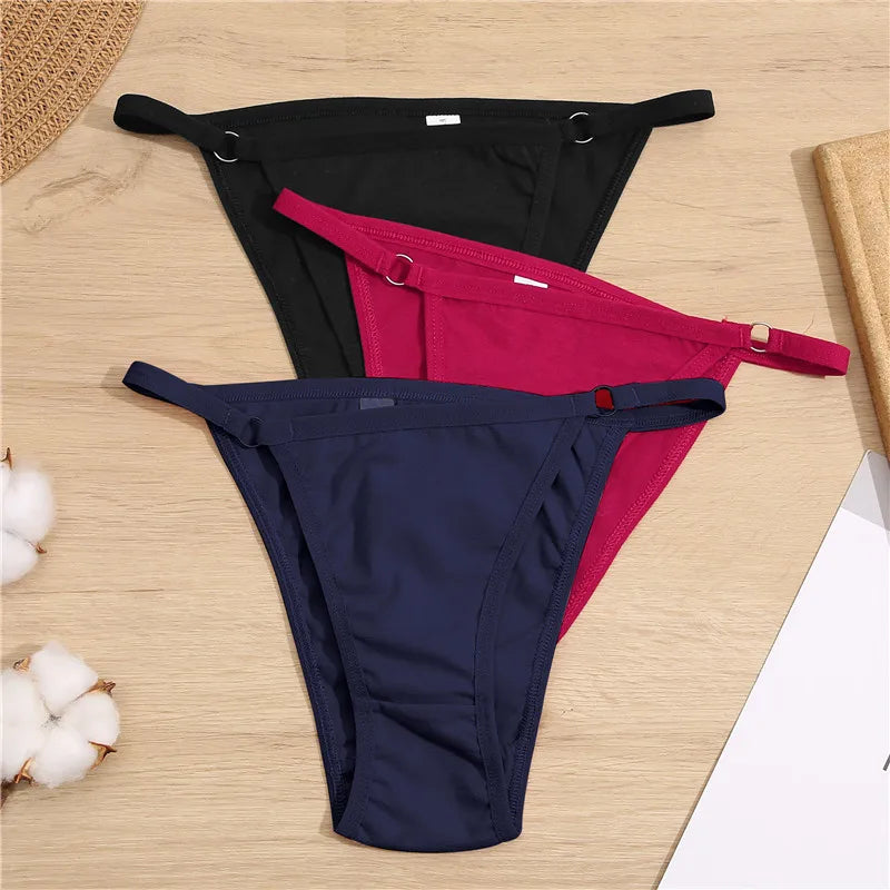 FINETOO Low Waist Cotton Briefs Panties - 3Pcs