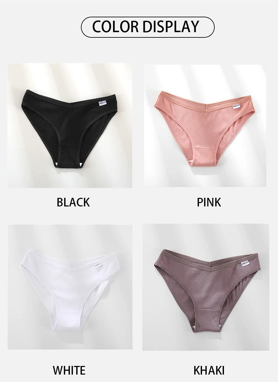 FINETOO Cotton Solid Color Panty 3PCS/Set