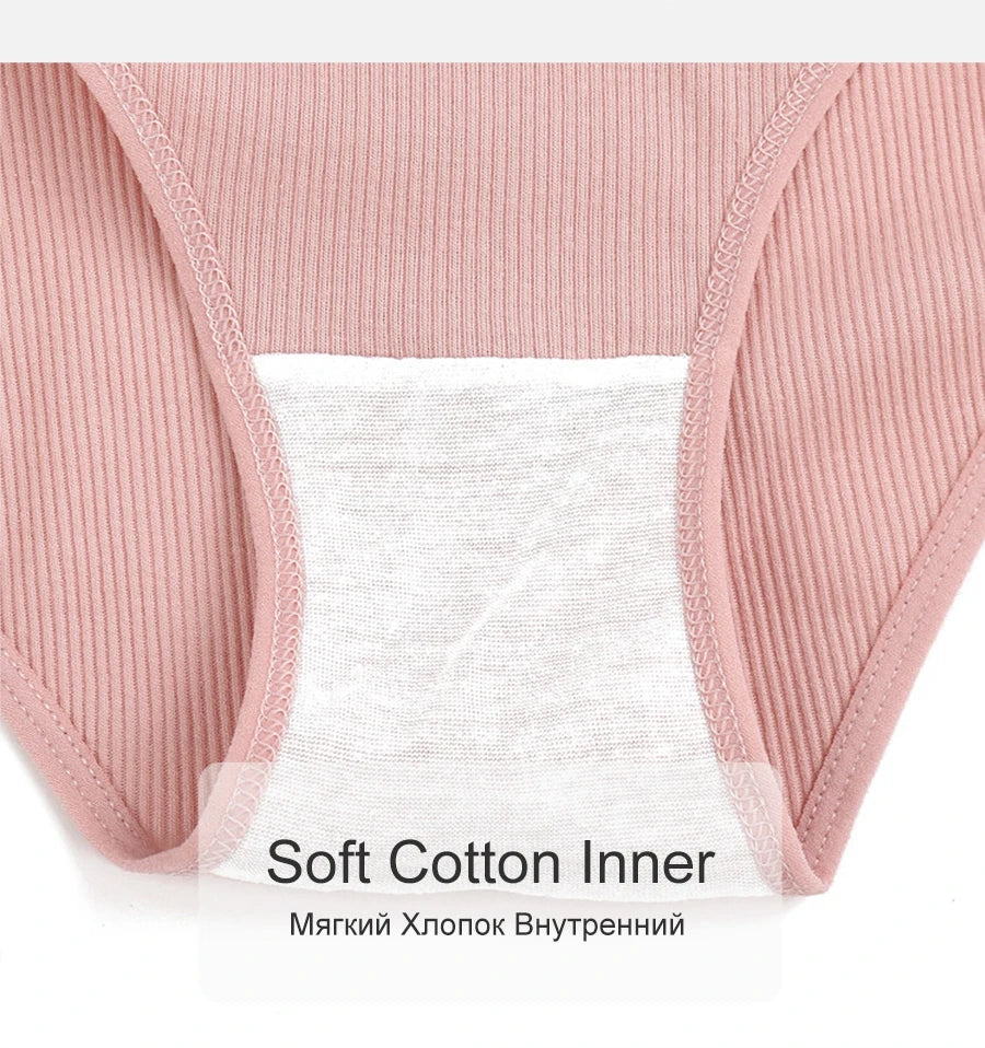 FINETOO Cotton Solid Color Panty 3PCS/Set
