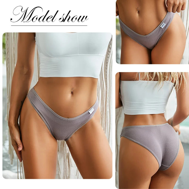 FINETOO Cotton Solid Color Panty 3PCS/Set