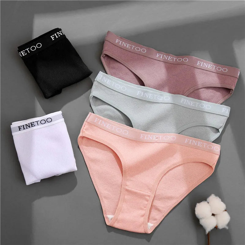 FINETOO Cotton Solid Color Panty 3PCS/Set