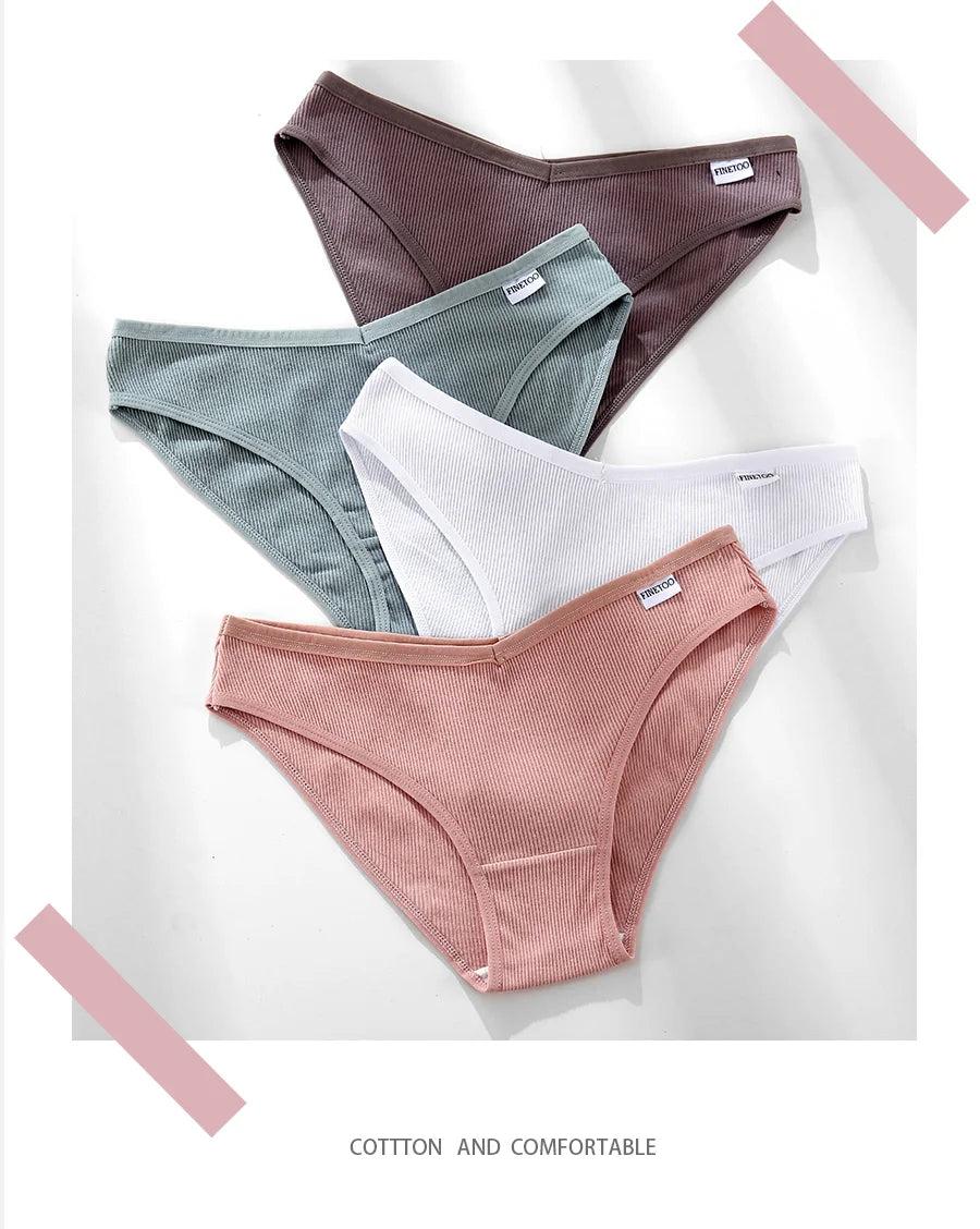 FINETOO Cotton Solid Color Panty 3PCS/Set