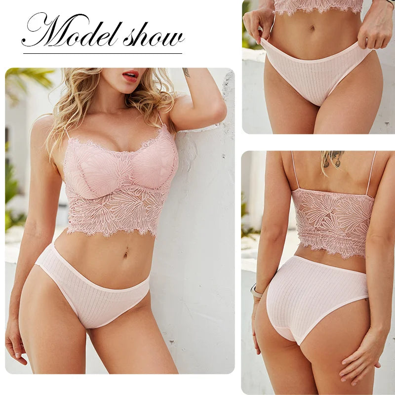 FINETOO Cotton Solid Color Panty 3PCS/Set