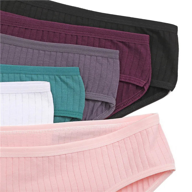 FINETOO Cotton Solid Color Panty 3PCS/Set