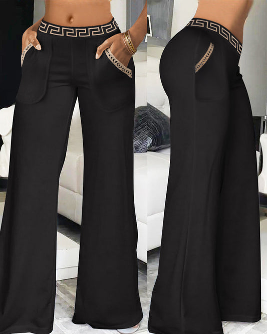 Ribbon High Waist Wide Leg Pants