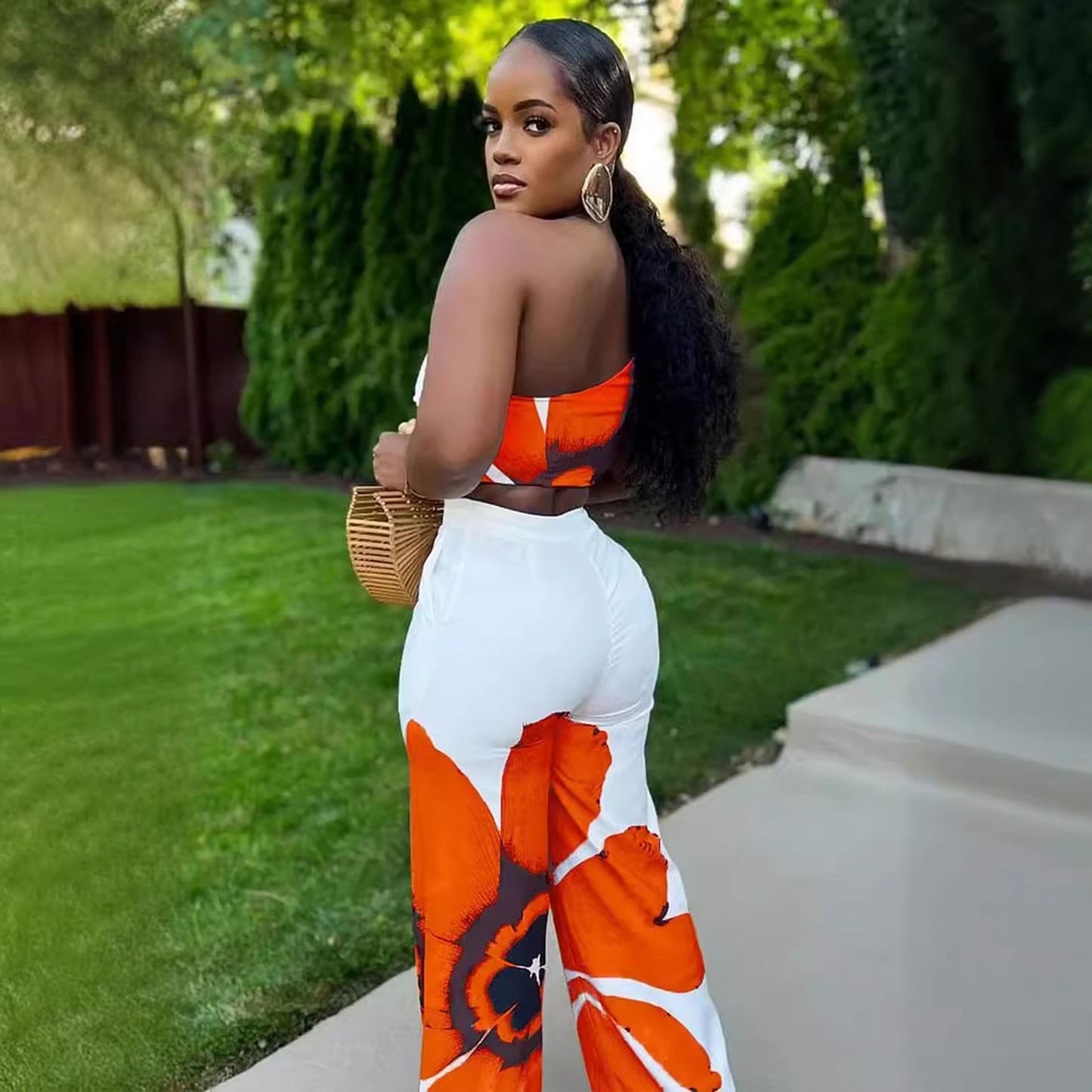 Off Shoulder Wide-Legged Two-Piece Set