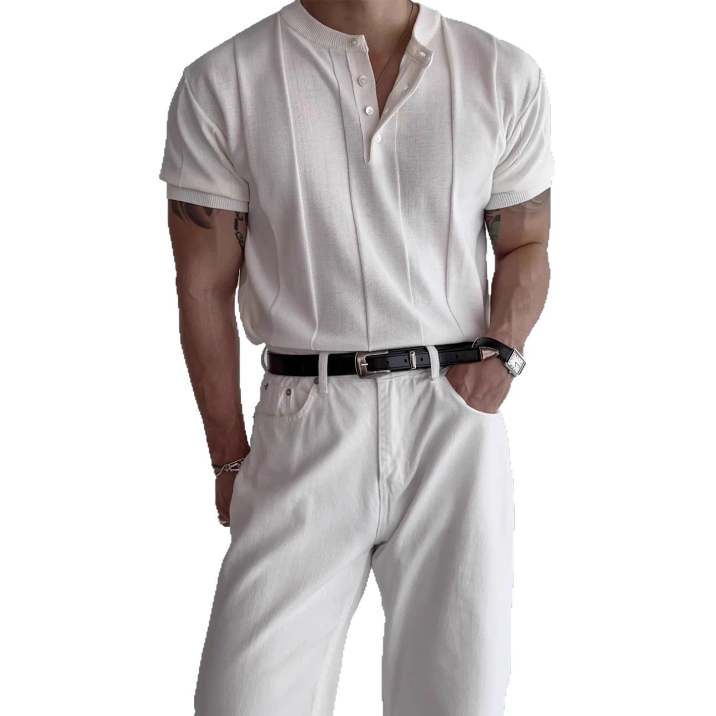 Vertical Stripes Ice Silk Shirt