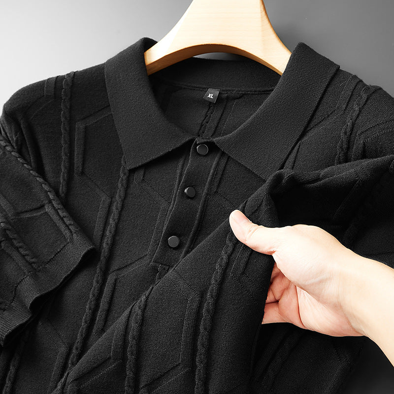 Jacquard Lapel Polo - Plus Size