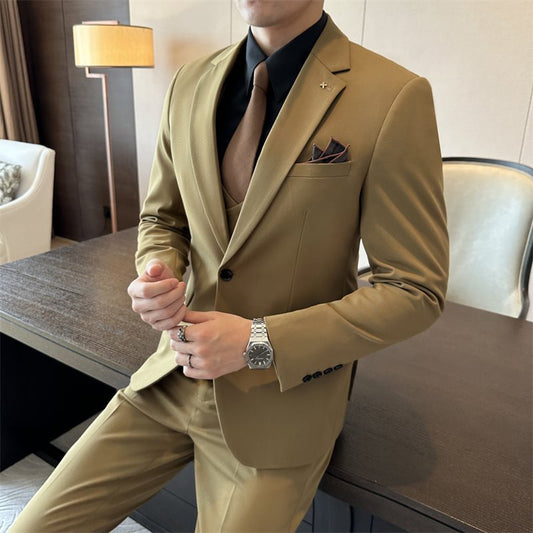 Single Breasted Slim Fit Three Piece Suit