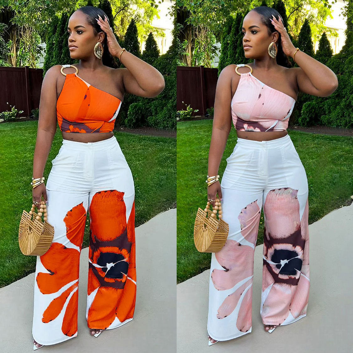 Off Shoulder Wide-Legged Two-Piece Set