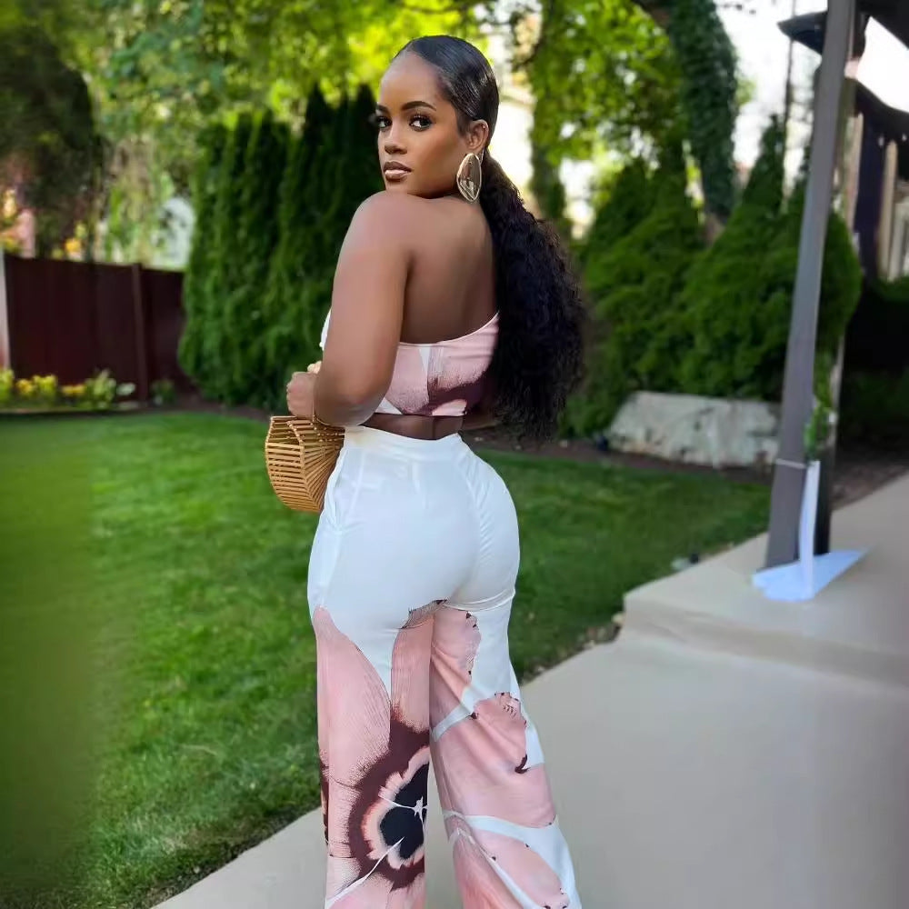 Off Shoulder Wide-Legged Two-Piece Set
