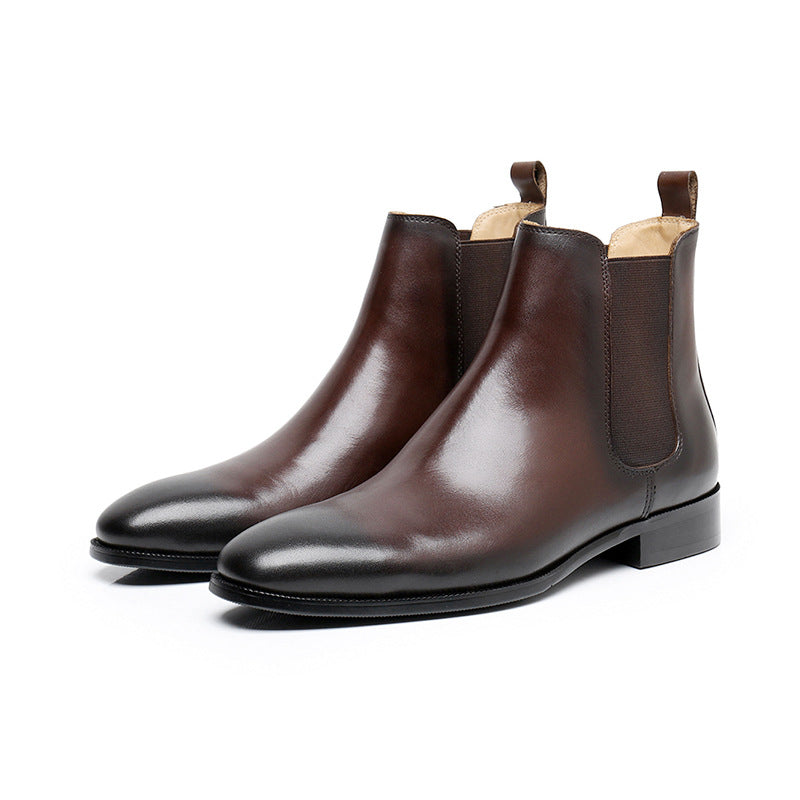 Genuine Leather Rounded Chelsea Boots