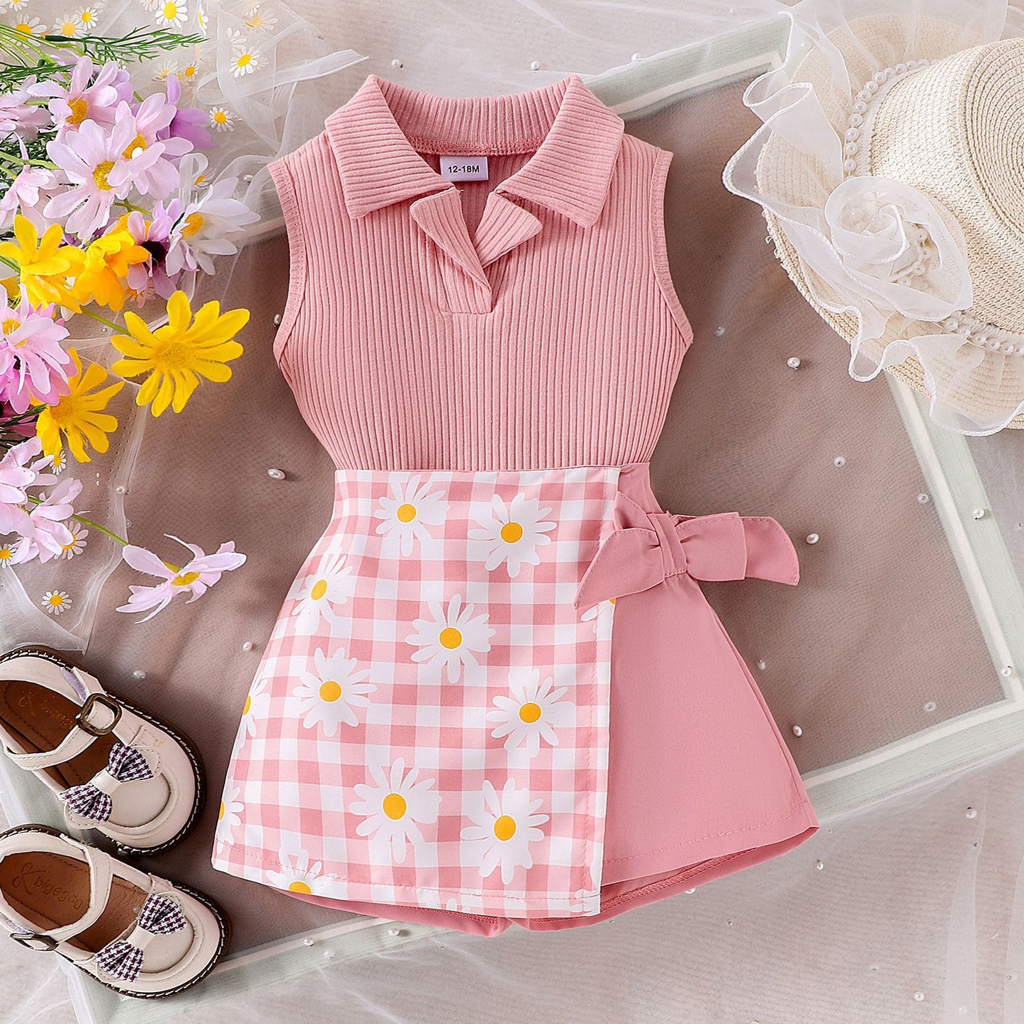 Plaid Stitching Shorts Outfit
