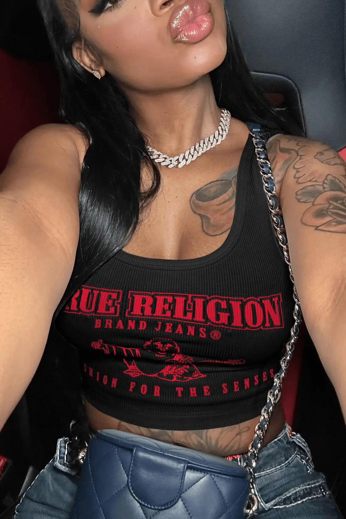 "True Religion" Print Cropped Tank