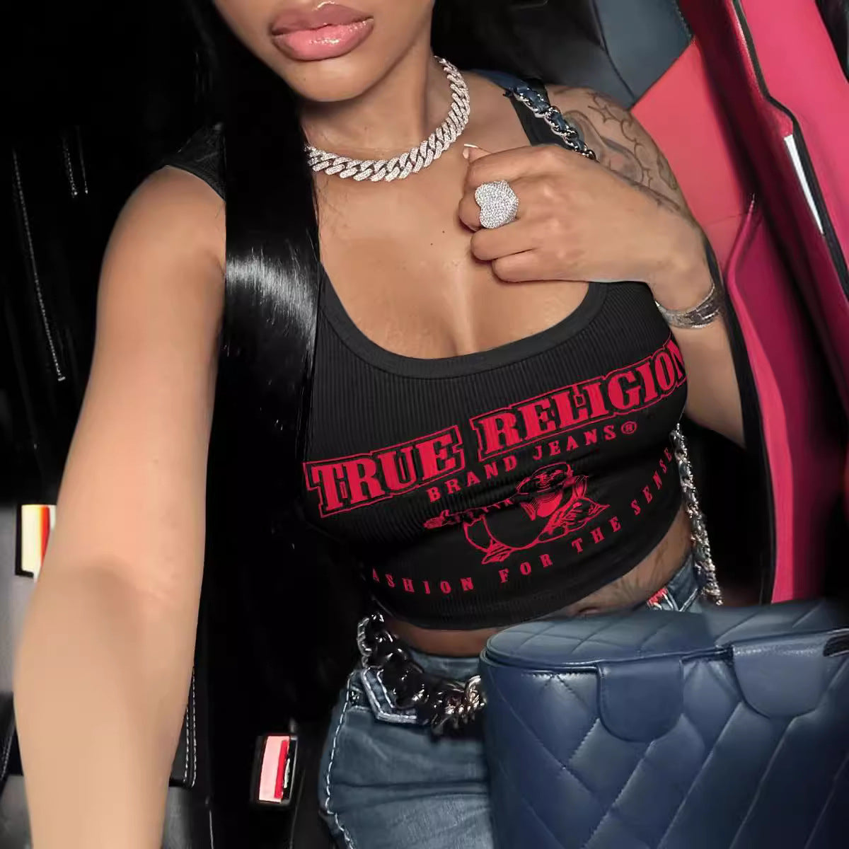 "True Religion" Print Cropped Tank